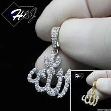 MEN WOMEN 925 STERLING SILVER ICY DIAMOND SILVER/GOLD MUSLIM ALLAH PENDANT*SP309