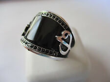 Islamic Style Sterling Silver Black Onyx men's ring 925 silver size 10 Turkish