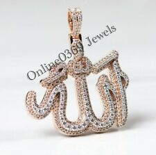 4.5 ct Men's Allah Islamic Layered Name Pendant Round VVS Moissanite Diamond