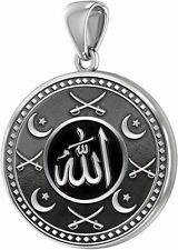 Men's Muslim 925 Sterling Silver Islamic Religious Pride Pendant Necklace, 33mm