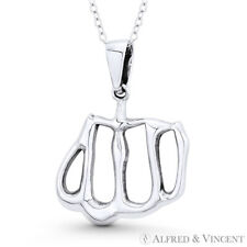 Allah Arabic Word Script Necklace Pendant Lightweight in .925 Sterling Silver