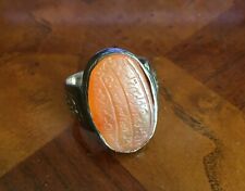 Orange AQEEQ Silver Sterling Islamic Ring, vintage from Yemen . SUFI Men Ring