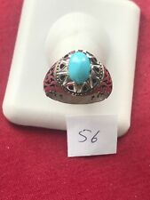   MEN'S/ WOMEN SILVER RING WITH GENUINE PERSIAN NEYSHABOURI TURQUOISE(FIROOZEH) 