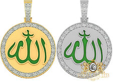 Real Genuine Diamond Allah God Muslim Islamic Arabic Pendent Charm Medallion 2''