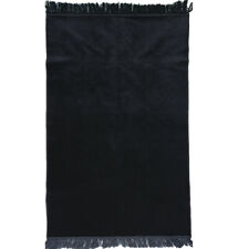 Modefa Turkish Islamic Plush Velvet Prayer Rug | Solid Simple Janamaz - Black