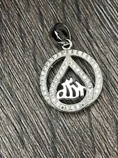 Mens or women's Stainless steel Silver rhinestone Muslim Allah Charm Pendant