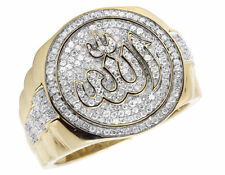 Men's Yellow Gold Fn Islamic Allah Ice Diamonds Out Pinky Presidential Ring Hip