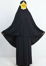Poly Black 2 Piece Muslim Women Prayer Dress Isdal Outfit Cover Islamic clothing