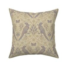 Islamic Parrot Floral Damask Throw Pillow Cover w Optional Insert by Roostery
