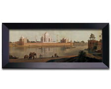 Framed Canvas: 37x14 Panoramic View of Taj Mahal from Across River -Islamic Art