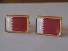 Qatar Flag Cufflinks--Qatari Arabic Islamic Muslim Middle East Persian Gulf