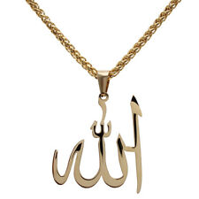 Large Gold Pt Stainless Steel Allah Necklace Chain Islamic Muslim Arabic God 