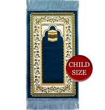 Modefa Turkish Velvet Islamic Prayer Rug | SMALL CHILD SIZE | Kaba Blue
