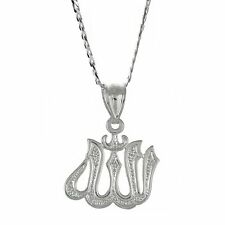 .925 Sterling Silver Muslim / Islam Allah Pendant w. Cuban Chain