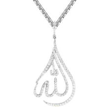 White Finish Tear Drop Muslim Arabic Allah Charm Micro Pave Religious Pendant