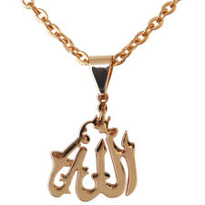 Small Gold Pt Allah Necklace Islamic Muslim Engrave Chain Quran Gift Arabic Art 