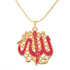 Gold Plated Muslim God Allah Islam Crystal Pendant Necklace Locket Chain Jewelry