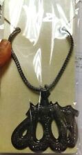 Hematite Franco Chain 36" Crystal Rap Hip Hop Allah Muslim Necklace Pendant