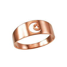 10K Rose Gold Islamic Crescent Moon Ring Band