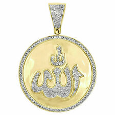 2.25 Ct Round Cut Diamond Allah Islamic Men's Pendant 14K Yellow Gold Over