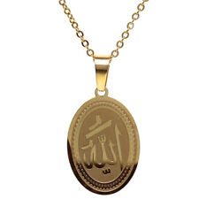 Oval Gold Pt Muslim Allah Necklace Chain Islamic Art Arabic God Islam Gift
