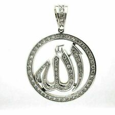 STERLING SILVER ALLAH MUSLIM RELIGIOUS CUBIC ZIRCONIA PENDANT