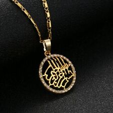 Gold Plated Muslim God Allah Islam Crystal Pendant Necklace Locket Chain Jewelry