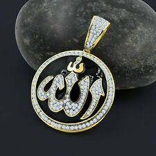 Almighty Allah Arabic Islamic Men's Religious Pendant God 925 Silver Gold Finish