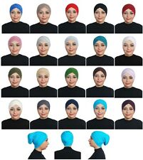 Solid Color Full Cover Inner Hijab Caps Muslim  Cross Turban Stretch Hijab