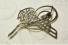 rare vintage Islamic script "Bismillah Arrahman Arraheem" Brooch 900 Silver euc