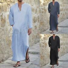 Men Muslim Clothing Long Sleeve Islamic Arab Caftan Saudi Jubba Kaftan Loungwear