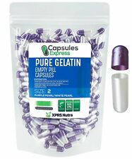 Size 2 Purple Pearl/White Empty Gelatin Capsules Kosher Gel Caps Pills DIY Halal