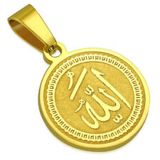 Stainless Steel Yellow Gold-Tone Muslim Arabic Allah Pendant Necklace