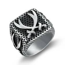 Imam Ali Stainless Steel Silver Black Ring Dhul-Fiqar Zulfiqar Islamic Muslim