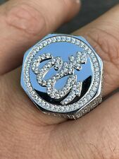 Real Solid 925 Sterling Silver Allah Islamic Arabic Ring Iced Diamond Hip Hop