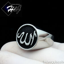 MEN Stainless Steel Black/Silver Muslim Allah Round Ring Size 8-13*R130