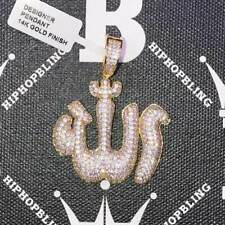 Iced Out Bubble Allah Arabic Muslim CZ Hip Hop Bling Bling Pendant Charm