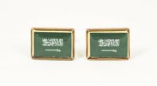 Saudi Arabia Flag Cufflinks--Arabic Islamic Muslim Middle Eastern Arabian Gulf