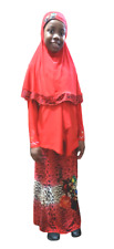  Girls Abaya  dresses Muslim  Children Hijab Skirt Kaftan Red Set African kids