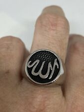 Vintage Muslim Prayer Ring Silver Stainless Steel Mens Size 8