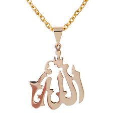 Large Gold Pt Allah Necklace Islamic Muslim Quran God Islam Gift Arabic Art 