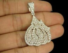 2.50 Ct Diamond Islamic Prophet Allah Pendant Charm Piece 14k White Gold Finish 