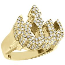 10K Yellow Gold FN Mens Diamond 3D Allah Pinky Ring Islamic Arabic Design 2.5 CT