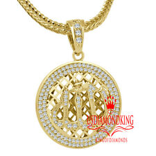 Allah God Muslim Pendent 14K Yellow Gold Finish Lab Diamond Charm + Franco Chain