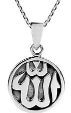 Round Allah Symbol Or Islamic God .925 Sterling Silver Pendant Necklace Gift