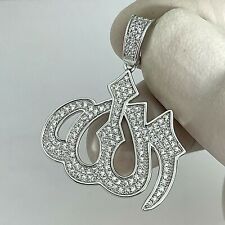 925 Sterling Silver  CZ Allah Muslim  Charm Pendant