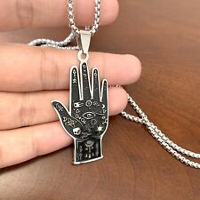 Islam Muslim Hamsa Hand Stainless Steel Necklaces Men Black Silver Color