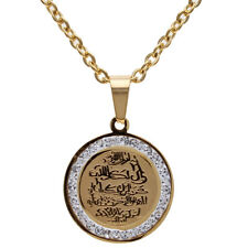 Round Gold Pt Crystal Al-Qalam Quran Surah Necklace Vanyak Islamic Muslim Islam