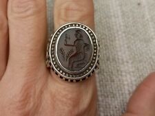 Unique 1800s Antique Ottoman Islamic Arabic Intaglio God & Man Silver Carnelian 