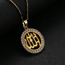 Gold Plated Muslim God Allah Islam Crystal Pendant Necklace Locket Chain Jewelry